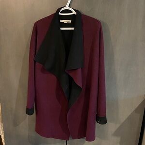 Catherine Malandrino Burgundy and Black Cape Jacket